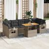 vidaXL 8-tlg. Garten-Sofagarnitur mit Kissen Grau Poly Rattan