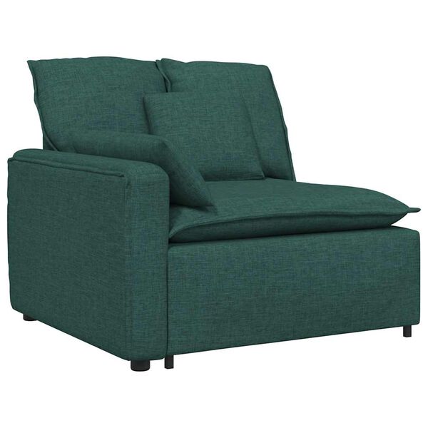 vidaXL Modulares Sofa Endmodul mit Armlehne Kissen Dunkelgr&uuml;n 100 cm