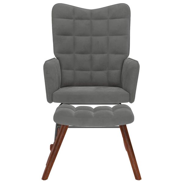 vidaXL Schaukelstuhl mit Hocker Dunkelgrau Samt