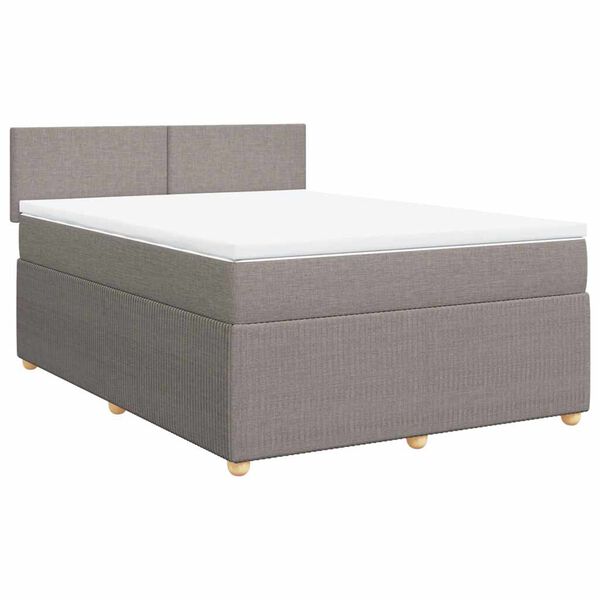 vidaXL Boxspringbett mit Matratze Taupe 160x200 cm Stoff
