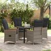 vidaXL Garten Essgruppe mit Kissen 5 pcs Grau Poly-Rattan