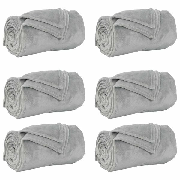 vidaXL Wohndecken 6 pcs Grau 130 x 150 cm Fleece