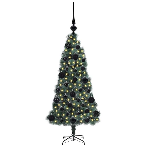vidaXL Künstlicher vorbeleuchteter Weihnachtsbaum mit Kugelset 120 cm