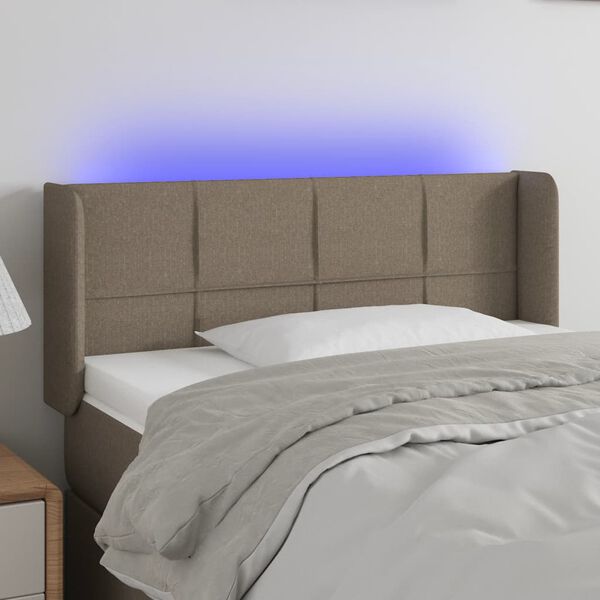 vidaXL LED Kopfteil Taupe 93x16x78/88 cm Stoff