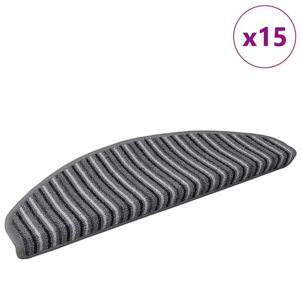 vidaXL Selbstklebende Treppenschoner 15 pcs Grau 65 x 21 x 4 cm