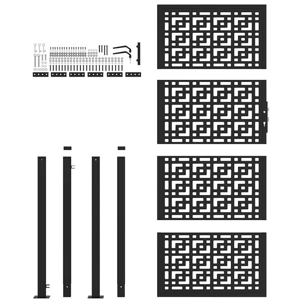 vidaXL Gartentor Schwarz 100x200 cm Stahl Kreuz-Design