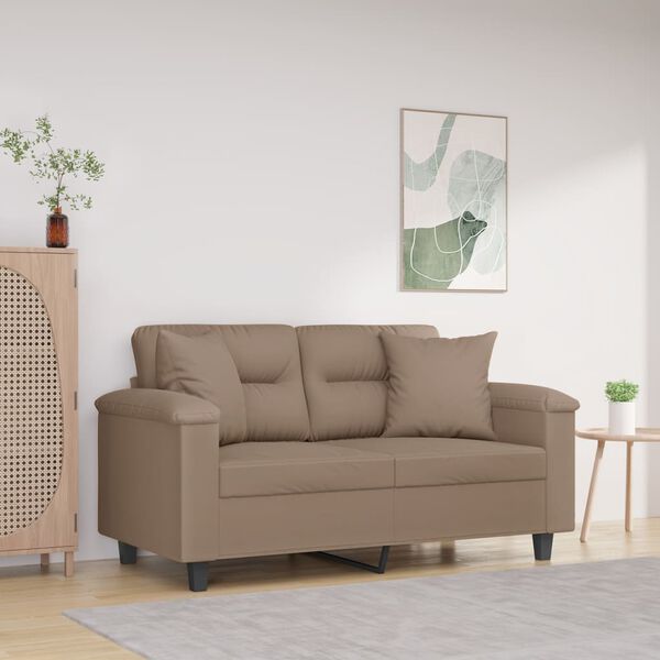 vidaXL 2-Sitzer-Sofa mit Kissen Taupe 120 cm Mikrofasergewebe