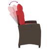 vidaXL Gartenbank Verstellbar mit Kissen Braun Poly Rattan
