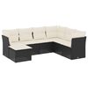 vidaXL 7-tlg. Garten-Sofagarnitur mit Kissen Schwarz Poly Rattan