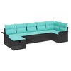 vidaXL Gartensofa-set mit Kissen mit Speicher 7 pcs Poly Rattan