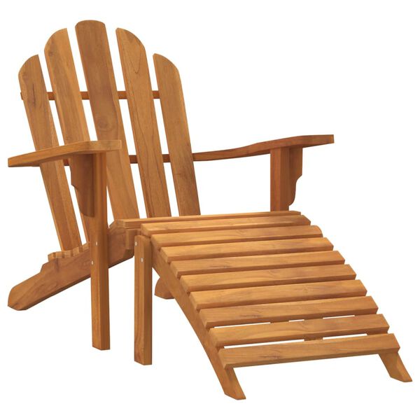 vidaXL Adirondack-Gartenstuhl mit Fu&szlig;st&uuml;tze Massivholz Teak