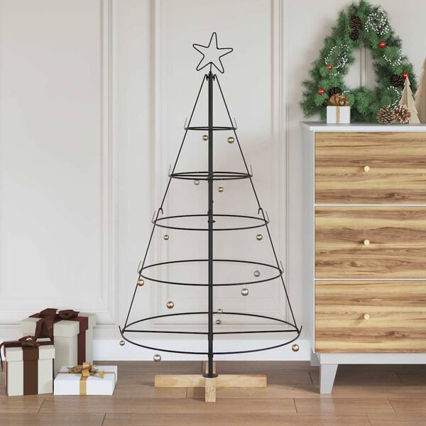 vidaXL Weihnachtsdeko mit St&auml;nder Schwarz 126 cm Stahl