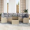 vidaXL Garten-Sofa-Set mit Kissen mit Speicher 8 pcs Beige Poly Rattan