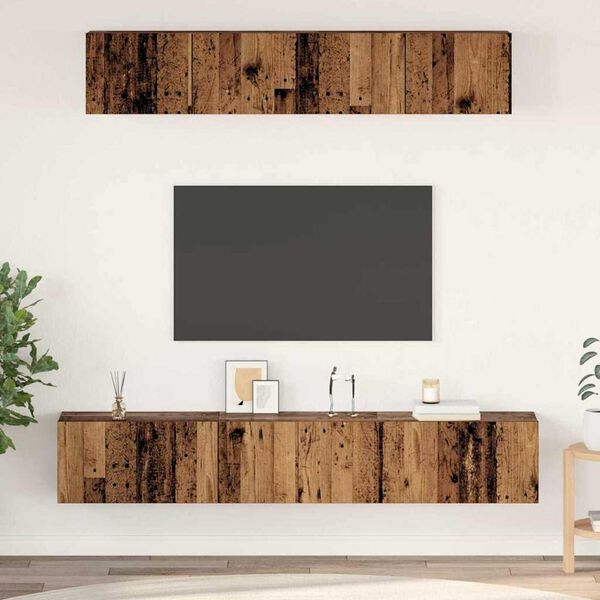 vidaXL TV-Schrankset Wandmontiert 5 pcs Altholz Holzwerkstoff