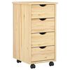 vidaXL Rollschrank Mit Rad Braun 65,5 x 34 x 39 cm Massivholz Kiefer