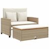vidaXL Gartensofa mit Kissen 2-Sitzer Beige Poly Rattan & Akazienholz
