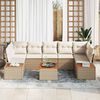 vidaXL Garten-Sofa-Set mit Kissen mit Speicher 8 pcs Beige Poly Rattan