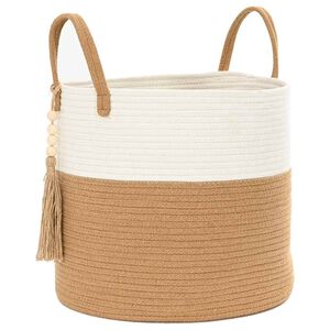 vidaXL Aufbewahrungskorb Braun und Wei&szlig; &Oslash;40x35 cm Baumwolle