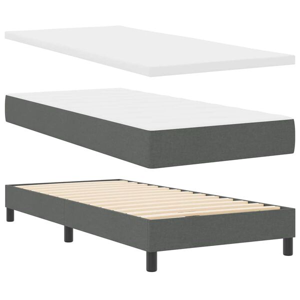 vidaXL Boxspringbett mit Matratze Dunkelgrau 200 x 80 cm Polyester