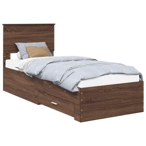 vidaXL Bettrahmen Braun Eichen-Optik 75 x 190 cm Holzwerkstoff