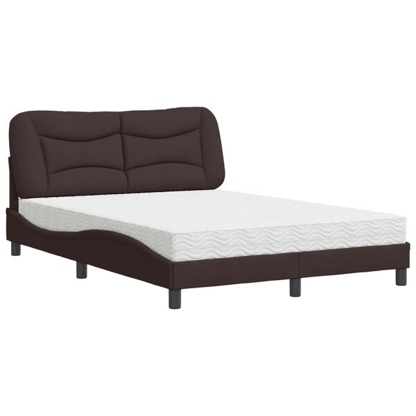 vidaXL Bett mit Matratze "Hvar" Dunkelbraun 140x190 cm Stoff