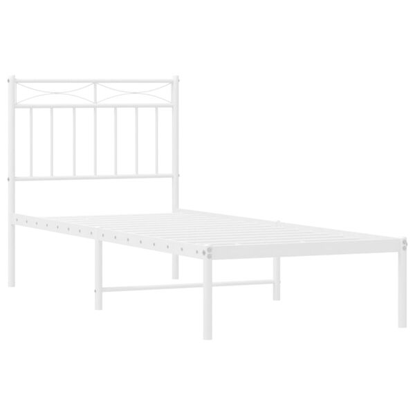 vidaXL Metallbett ohne Matratze mit Kopfteil Wei&szlig; 75x190 cm