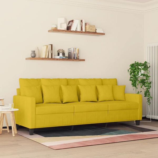 vidaXL 3-Sitzer-Sofa Gelb 180 cm Samt