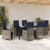 vidaXL Tisch- und Stuhlset mit Kissen 7 pcs Grau PE-Rattan