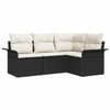 vidaXL Gartensofa-set mit Kissen 4 pcs Schwarz Poly-Rattan