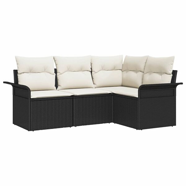 vidaXL Gartensofa-set mit Kissen 4 pcs Schwarz Poly-Rattan