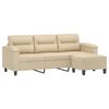 vidaXL 3-Sitzer-Sofa mit Hocker Creme 180 cm Mikrofasergewebe
