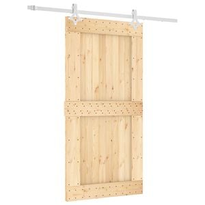 vidaXL Schiebet&uuml;r Nat&uuml;rlich und Wei&szlig; 100 x 210 cm Massivkiefer