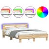 vidaXL Bettgestell mit Kopfteil LED-Beleuchtung Sonoma-Eiche 150x200cm