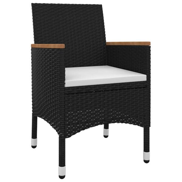 vidaXL 5-tlg. Garten-Essgruppe mit Auflagen Poly Rattan und Glas