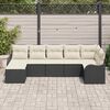 vidaXL Garten-Sofa-Set mit Kissen 7 pcs Schwarz und Wei&szlig; Poly Rattan