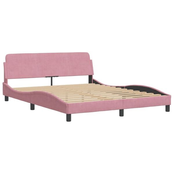 vidaXL Bett mit Matratze "Dover" Rosa 160x200 cm Samt