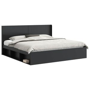 vidaXL Bettgestell mit Stauraum und Kopfteil Schwarz 200 x 200 cm