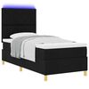 vidaXL LED Boxspringbett mit Matratze Schwarz 90 x 190 cm Stoff