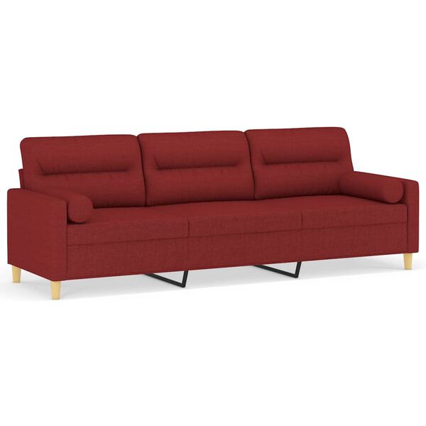 vidaXL 3-Sitzer-Sofa mit Kissen Weinrot 210 cm Stoff