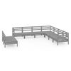 vidaXL 9-tlg. Garten-Lounge-Set Massivholz Kiefer Grau