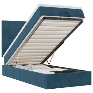 vidaXL Ottoman-Bett mit Matratzen & LEDs Dunkelblau 100x200 cm Samt