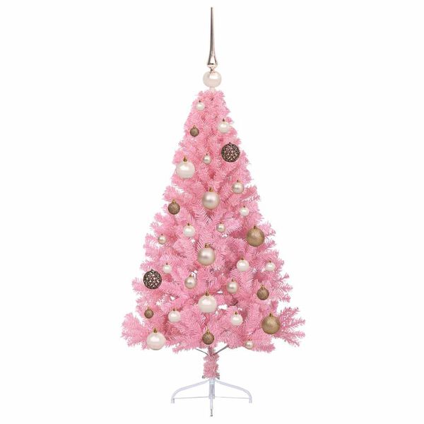 vidaXL K&uuml;nstlicher vorbeleuchteter Weihnachtsbaum Rosa 120 cm PVC