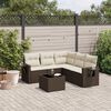 vidaXL 6-tlg. Garten-Sofagarnitur mit Kissen Braun Poly Rattan