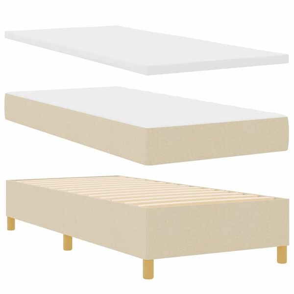 vidaXL Boxspringbett mit Matratze mit Kopfteil Creme 80 x 200 cm Stoff
