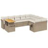 vidaXL 10-tlg. Garten-Sofagarnitur mit Kissen Beige Poly Rattan