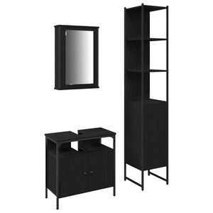 vidaXL Badezimmerm&ouml;bel-Set 3 stk. Schwarz Eichen-Optik