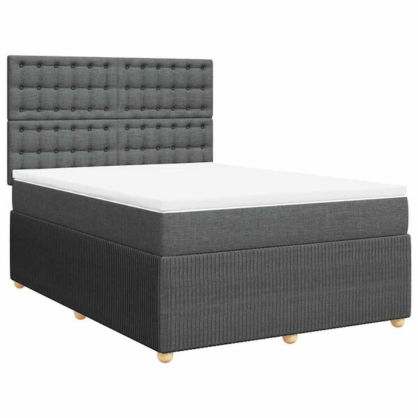 vidaXL Boxspringbett mit Matratze Dunkelgrau 140x190 cm Stoff