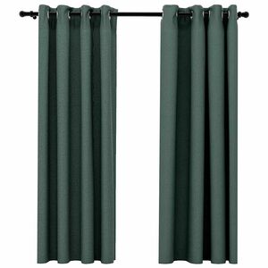 vidaXL Verdunkelungsvorh&auml;nge &Ouml;sen Leinenoptik 2 Stk. Gr&uuml;n 140x175 cm