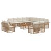 vidaXL Outdoor-Sofagarnitur 14 stk. 13-Sitzer Natur und Cremewei&szlig;
