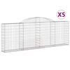 vidaXL Gabionen mit Hochbogen 5 Stk. 300x30x100/120cm Verzinktes Eisen